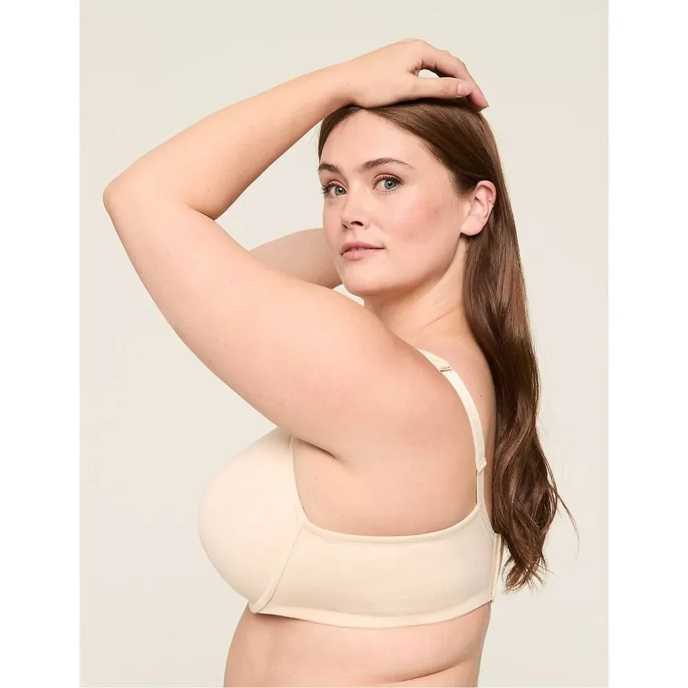 Cacique Cotton Boost Plunge Beige Sz 44DDD Bra